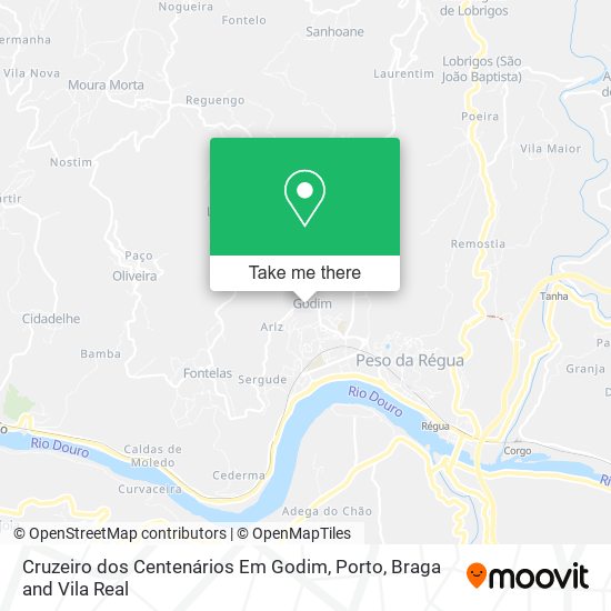 Cruzeiro dos Centenários Em Godim mapa