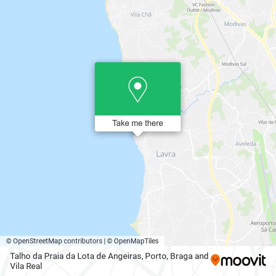 Talho da Praia da Lota de Angeiras mapa