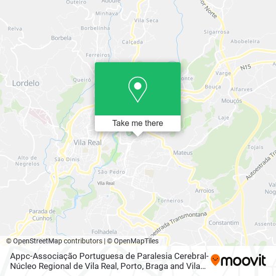Appc-Associação Portuguesa de Paralesia Cerebral-Núcleo Regional de Vila Real mapa