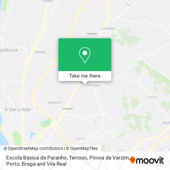 Escola Básica de Paranho, Terroso, Póvoa de Varzim mapa