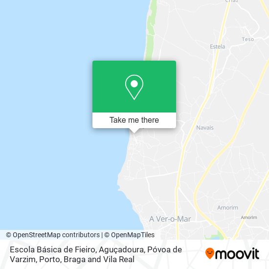 Escola Básica de Fieiro, Aguçadoura, Póvoa de Varzim mapa