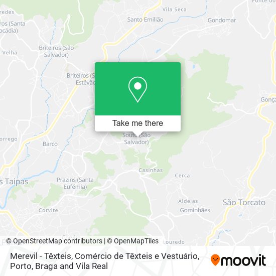 Merevil - Têxteis, Comércio de Têxteis e Vestuário map