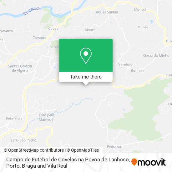 Campo de Futebol de Covelas na Póvoa de Lanhoso mapa