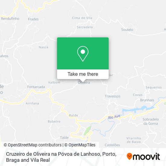 Cruzeiro de Oliveira na Póvoa de Lanhoso mapa