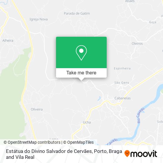 Estátua do Divino Salvador de Cervães mapa