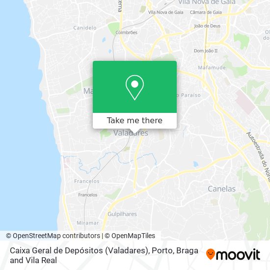 Caixa Geral de Depósitos (Valadares) mapa