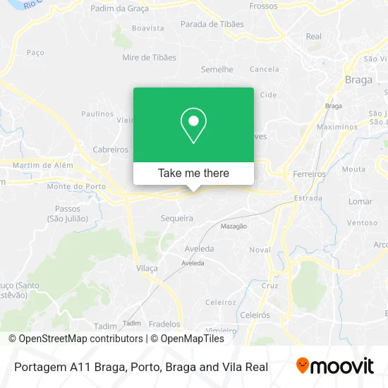 Portagem A11 Braga map