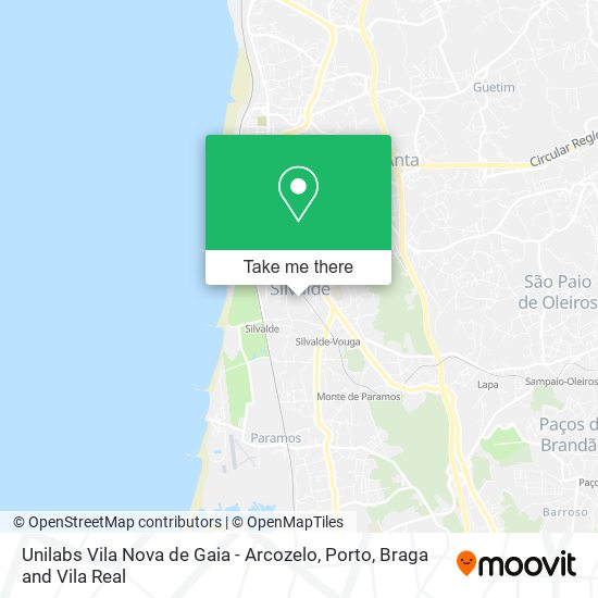 Unilabs Vila Nova de Gaia - Arcozelo mapa