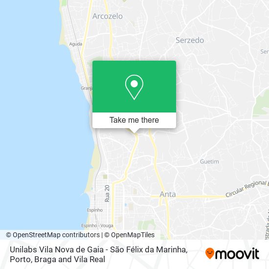 Unilabs Vila Nova de Gaia - São Félix da Marinha map