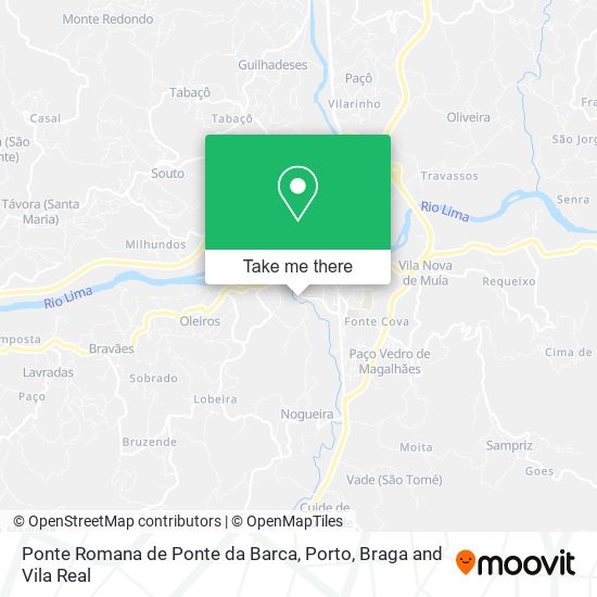 Ponte Romana de Ponte da Barca mapa