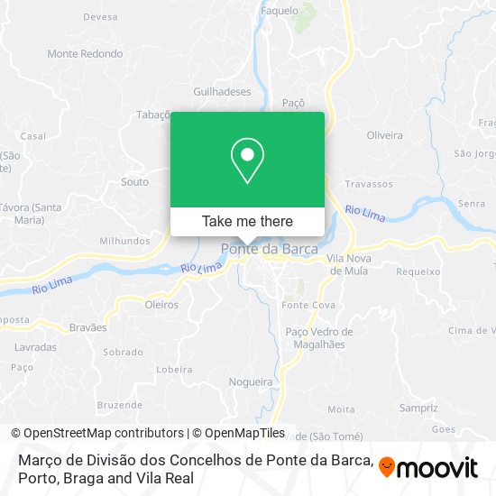 Março de Divisão dos Concelhos de Ponte da Barca map