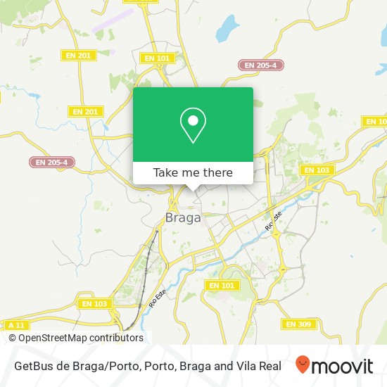 GetBus de Braga/Porto map