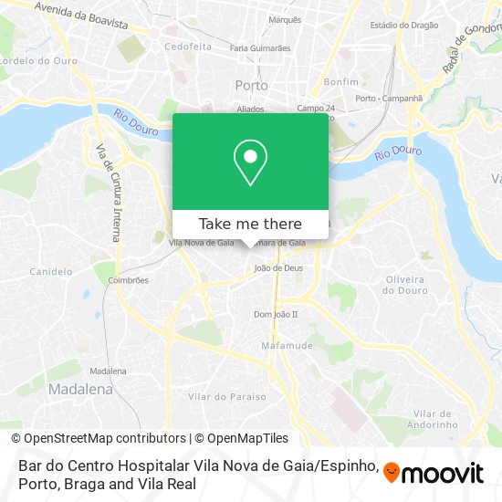 Bar do Centro Hospitalar Vila Nova de Gaia / Espinho mapa