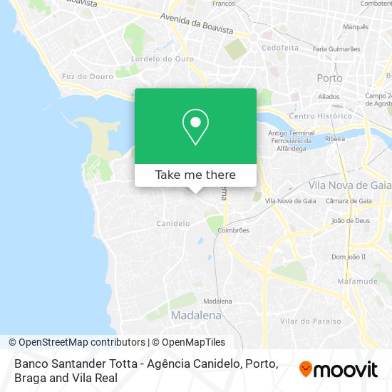 Banco Santander Totta - Agência Canidelo map