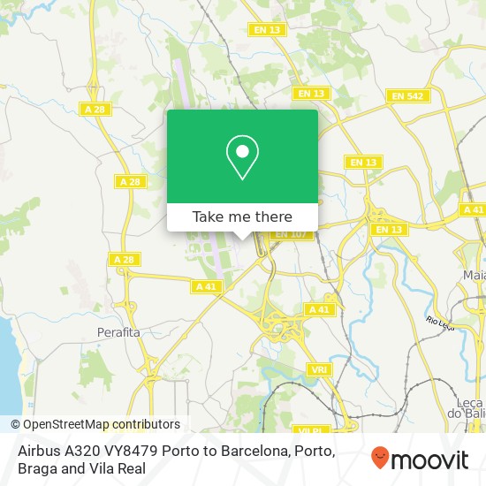 Airbus A320 VY8479 Porto to Barcelona map