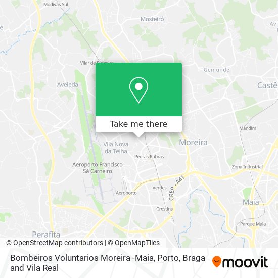 Bombeiros Voluntarios Moreira -Maia map