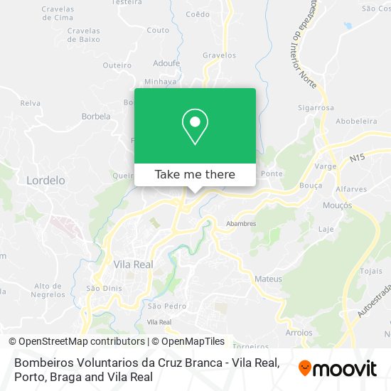 Bombeiros Voluntarios da Cruz Branca - Vila Real mapa