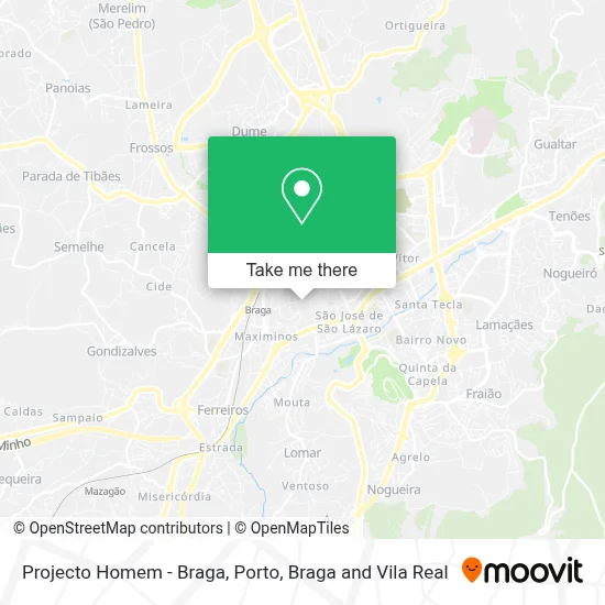 Projecto Homem - Braga map