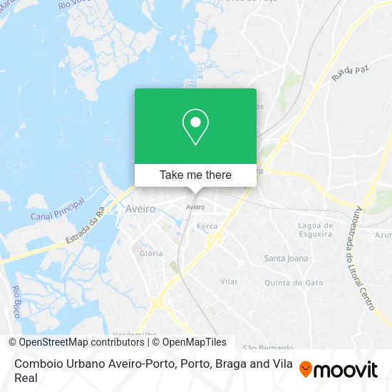 Comboio Urbano Aveiro-Porto map