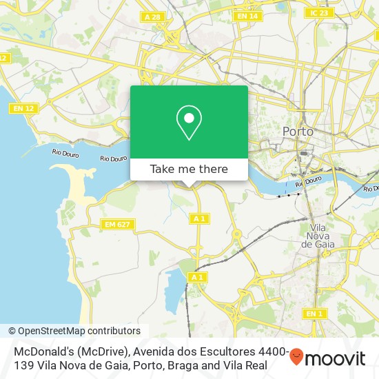 McDonald's (McDrive), Avenida dos Escultores 4400-139 Vila Nova de Gaia map