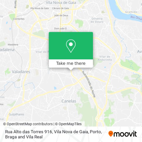 Rua Alto das Torres 916, Vila Nova de Gaia map