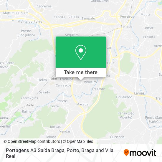 Portagens A3 Saída Braga mapa
