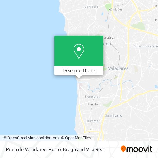 Praia de Valadares mapa