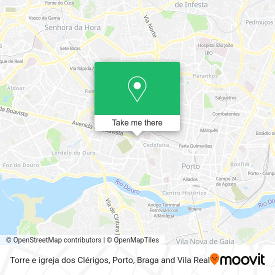 Torre e igreja dos Clérigos mapa