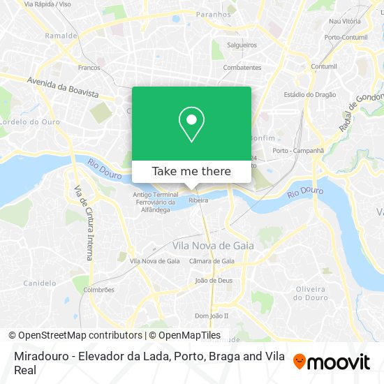 Miradouro - Elevador da Lada mapa