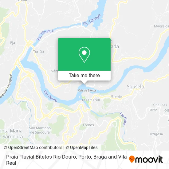 Praia Fluvial Bitetos Rio Douro map
