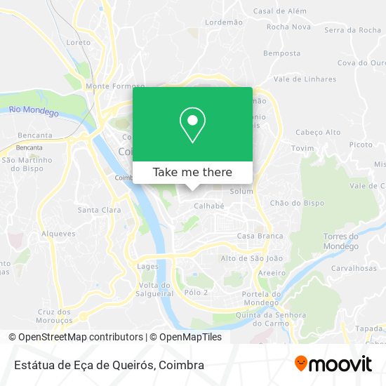 Estátua de Eça de Queirós mapa