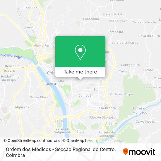 Ordem dos Médicos - Secção Regional do Centro mapa