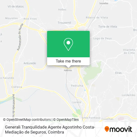 Generali Tranquilidade Agente Agostinho Costa-Mediação de Seguros map