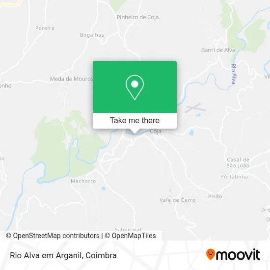 Rio Alva em Arganil map