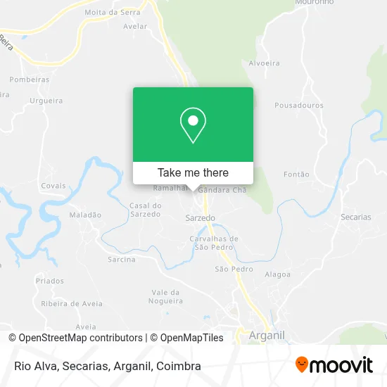 Rio Alva, Secarias, Arganil map