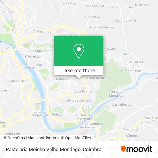 Pastelaria Moinho Velho Mondego mapa