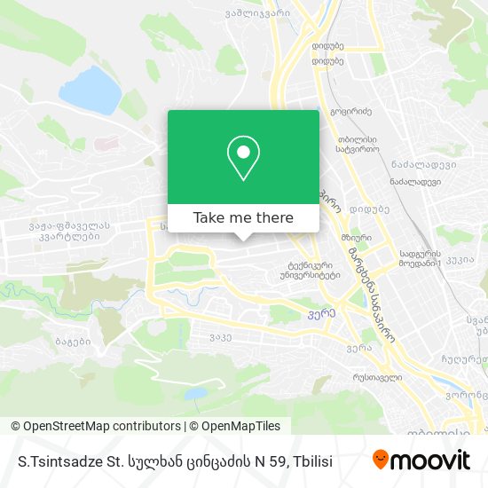 Карта S.Tsintsadze St. სულხან ცინცაძის N 59