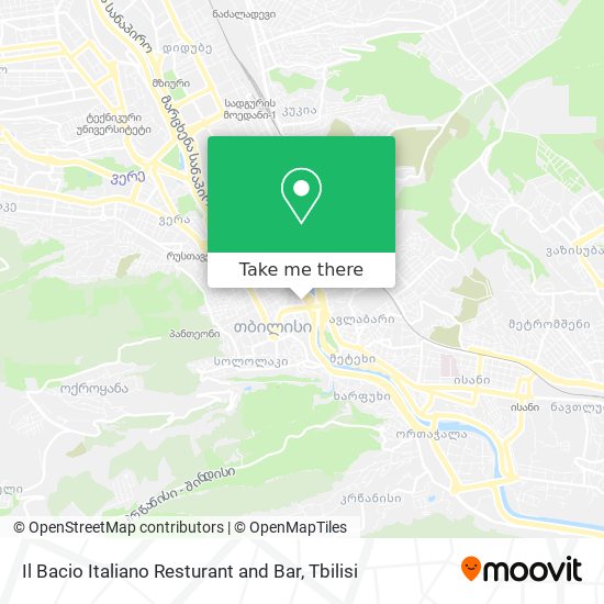 Карта Il Bacio Italiano Resturant and Bar