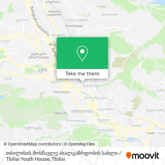 Карта თბილისის მოსწავლე ახალგაზრდობის სახლი / Tbilisi Youth House