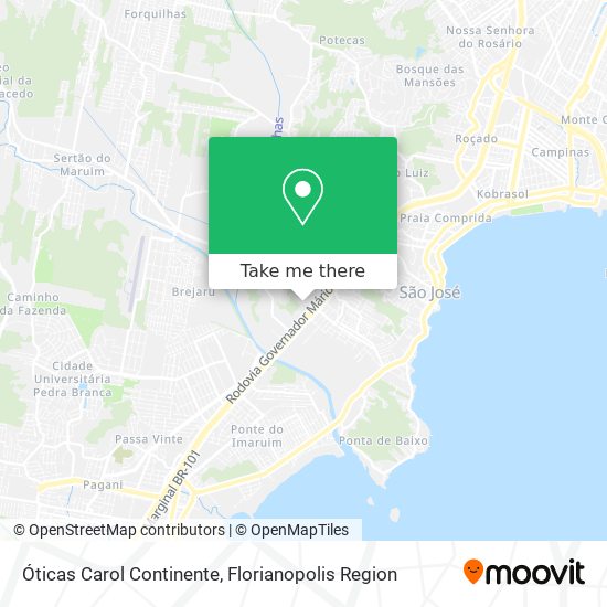Óticas Carol Continente map