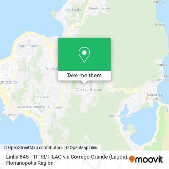 Mapa Linha 845 - TITRI / TILAG via Córrego Grande (Lagoa)