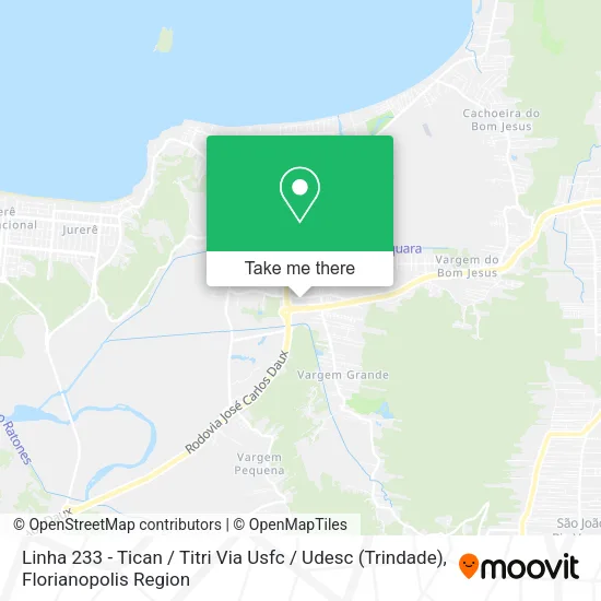 Linha 233 - Tican / Titri Via Usfc / Udesc (Trindade) map