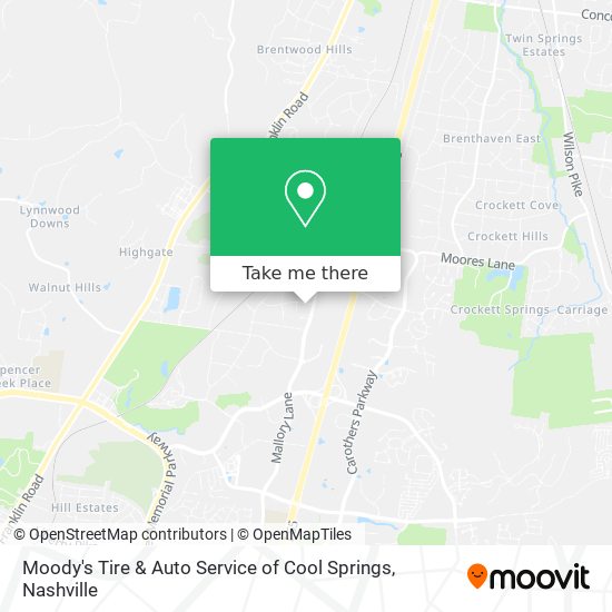 Moody's Tire & Auto Service of Cool Springs map