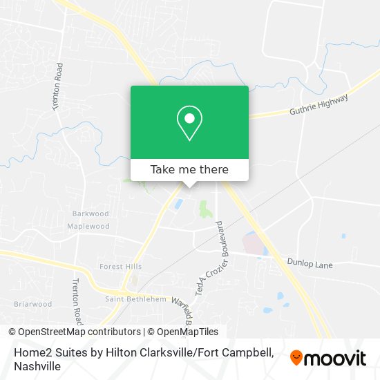 Mapa de Home2 Suites by Hilton Clarksville / Fort Campbell