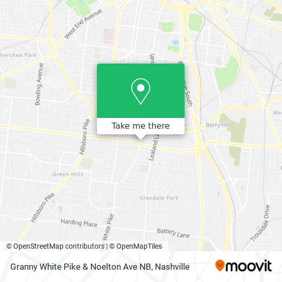 Granny White Pike & Noelton Ave NB map