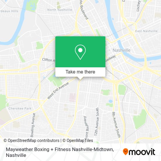 Mapa de Mayweather Boxing + Fitness Nashville-Midtown