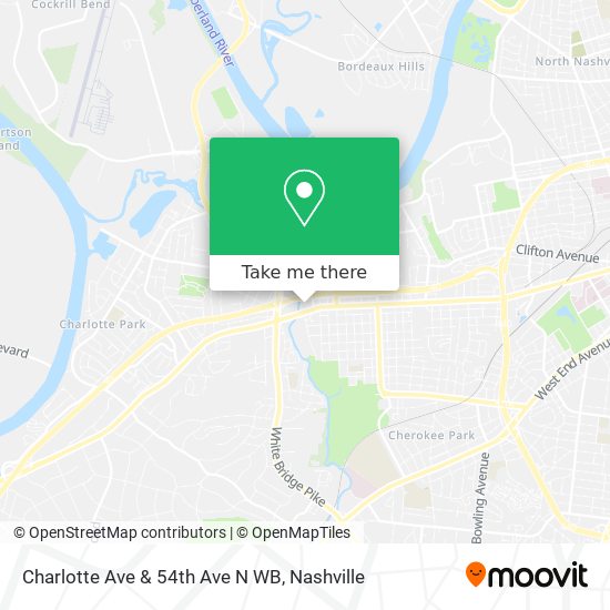 Charlotte Ave & 54th Ave N WB map