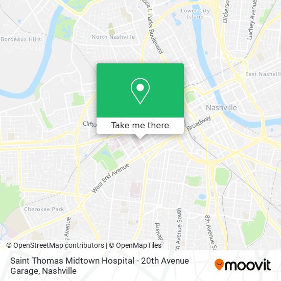 Mapa de Saint Thomas Midtown Hospital - 20th Avenue Garage