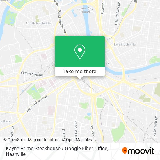 Kayne Prime Steakhouse / Google Fiber Office map
