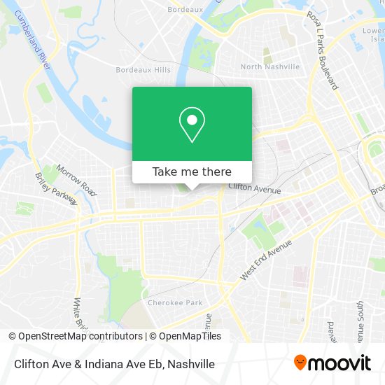 Clifton Ave & Indiana Ave Eb map